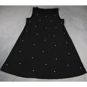 Roz & Ali Black Sleeveless Dress Women’s Pearl Embellished A-Line Tank Style L